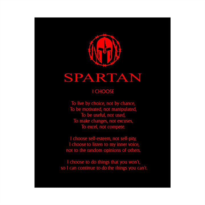 "Spartan Code Affirmations- I Choose."- Motivational Quotes Wall Art-8 x 10"