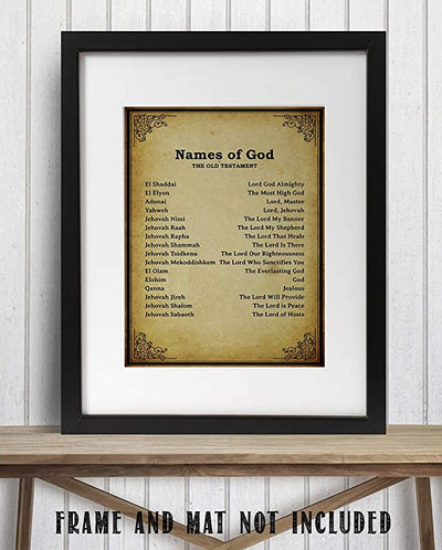 "Names of God- Old Testament-Meanings"- Bible Wall Art. 10 x 8"