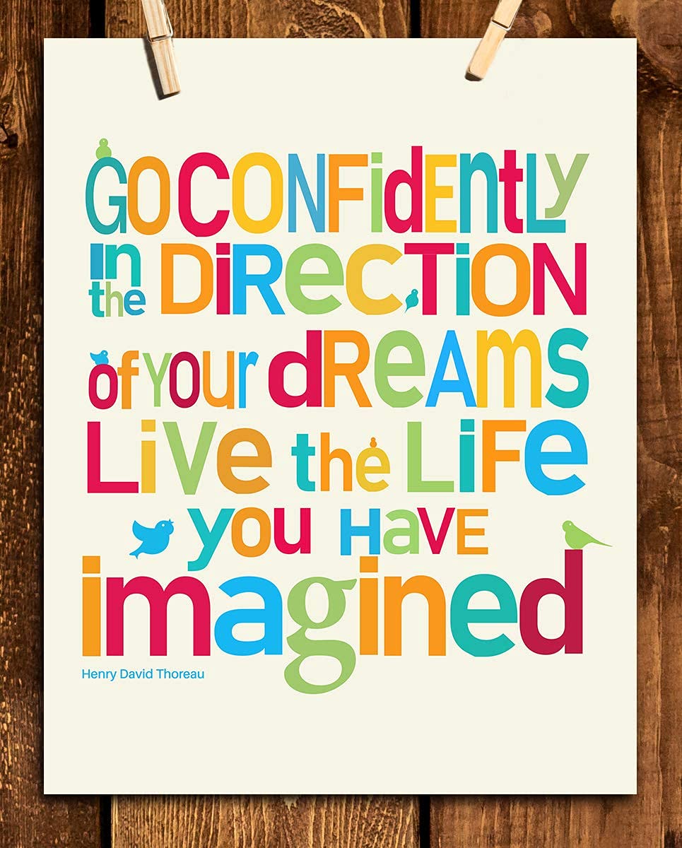 ?Go Confidently in the Direction of Your Dreams?- H. D. Thoreau Quotes Wall Art-8 x 10"-Typographic Art Print-Ready to Frame. Home-Office-School-Dorm D?cor. Perfect Gift for Motivation &amp; Inspiration.
