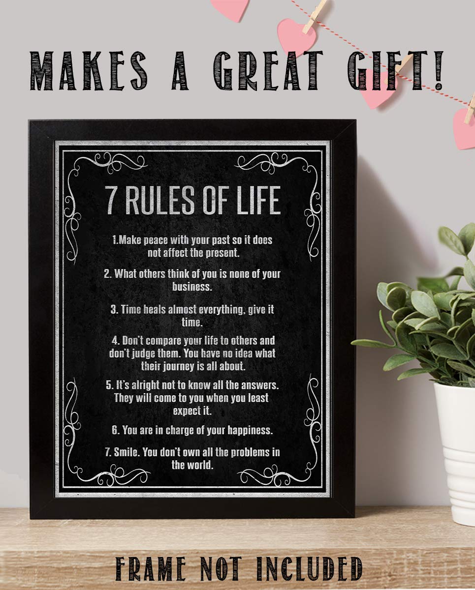 "7 Rules For Life- Peace, Happy &amp; Smile"- 8 x 10"