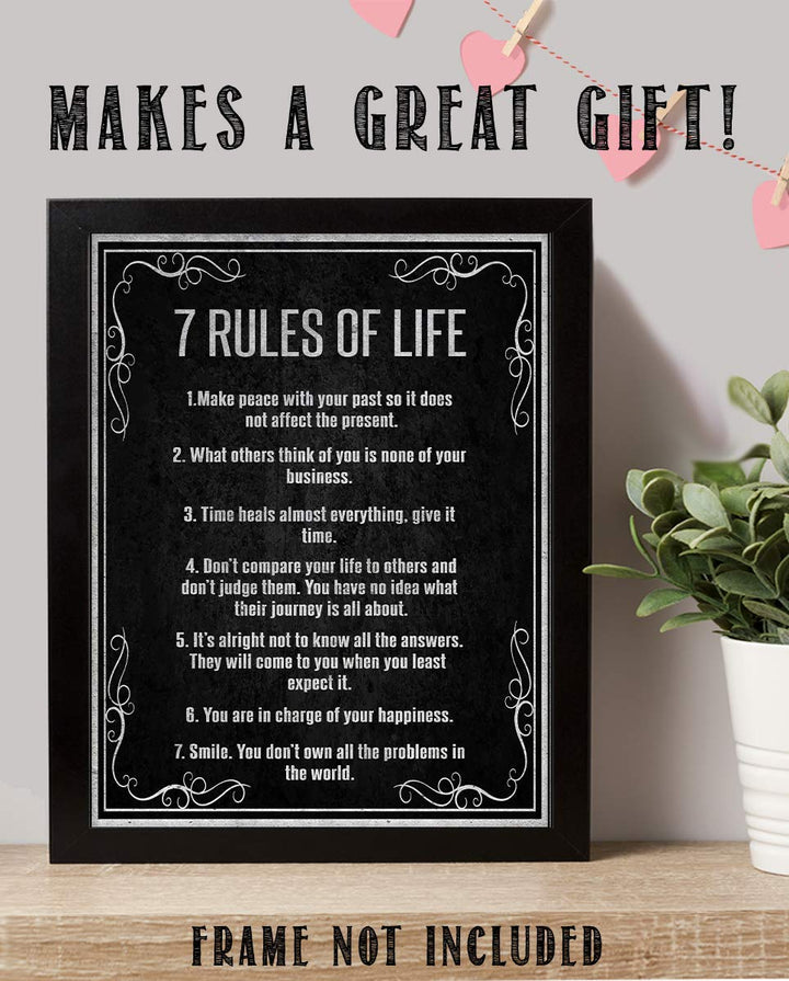 "7 Rules For Life- Peace, Happy &amp; Smile"- 8 x 10"