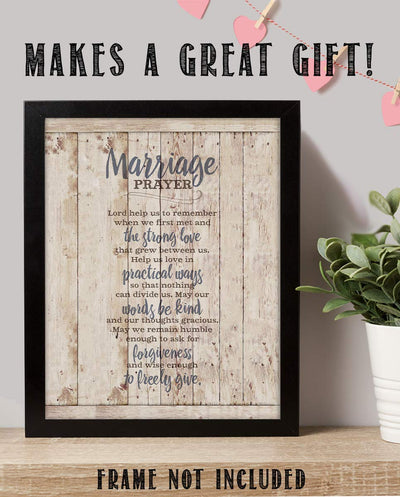 Marriage Prayer- Wall Art Print-8 x 10"- Rustic Typographic Print on Wood Sign Background-Ready to Frame. Home-Bedroom- Christian Decor. Fantastic Wedding-Anniversary Gift to Remember"The Why".