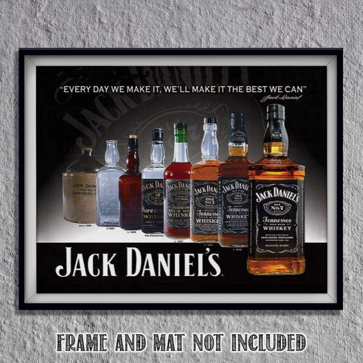 Jack Daniels Evolution Sign Wall Art- 8 x 10"-"Every Day We Make It The Best We Can". Poster Print-Ready to Frame. Must Have For JD Whiskey Fans. Great Retro Addition To Man Cave-Dorm-Bar-Garage.
