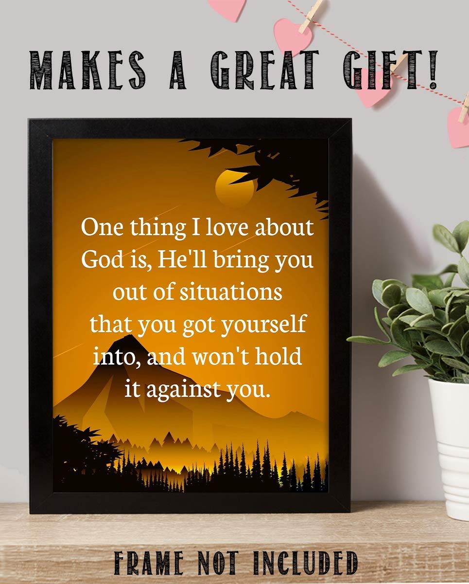 God Will Bring You Through &amp; Not Hold It Against You-Spiritual Wall Art- 8 x 10"- Inspirational Wall Print-Ready to Frame. Home Office-Church-School Decor. Inspiring &amp; Encouraging Message for ALL!