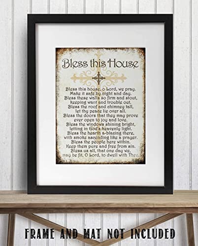 "Bless This House, O Lord, We Pray- Distressed Parchment Print- 8 x 10"