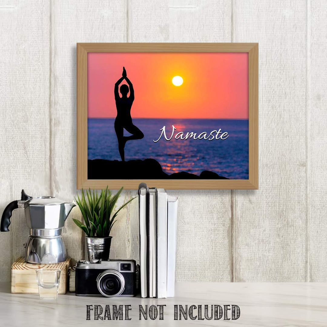 Namaste Sunset for Yoga Lovers- 8 x 10 Print Wall Art Ready to Frame. Modern Home D?cor, Office D?cor &amp; Wall Print. Makes a Perfect Zen &amp; Inspiration Gift for Yoga Lovers- Give Some Peace &amp; Harmony.