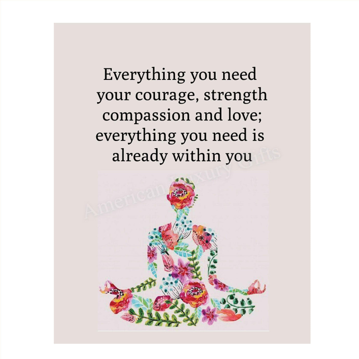 Everything You Need-Inspirational Wall Art in Yoga Pose-8 x 10 Print Wall Art Ready to Frame. Home D?cor, Office D?cor & Wall Print. This Motivational Quote Makes a Perfect Gift to Show Your Belief.