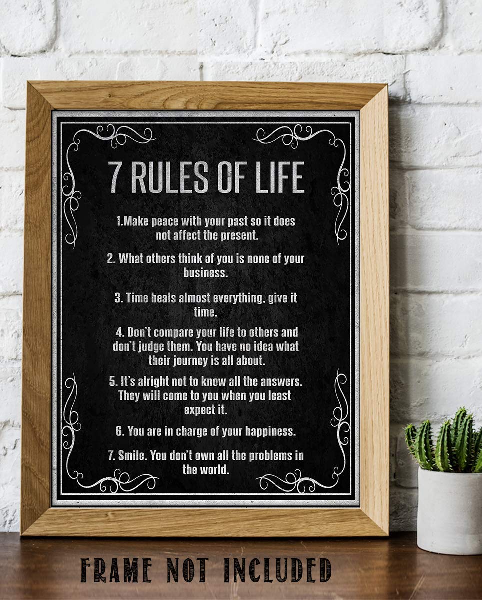 "7 Rules For Life- Peace, Happy & Smile"- 8 x 10"