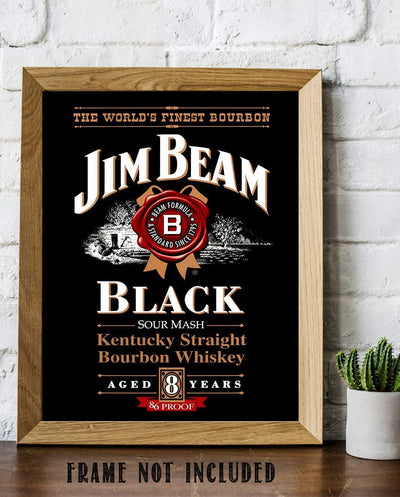 Jim Beam"Black" Bourbon Label-Wall Art Sign-8 x 10"-Genuine Replica Print-Ready to Frame. Home-Office D?cor. Must Have For Kentucky Bourbon Whiskey Fans. Great Addition To Man Cave-Dorm-Bar-Garage.