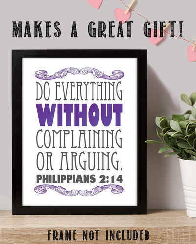 Do Everything Without Complaining- Phil 2:14. Bible Verse Wall Art- 8x10"- Modern Scripture Wall Print- Ready to Frame. Home D?cor-Office D?cor- Great Christian Gift- Great Reminder Verse to be Joyful