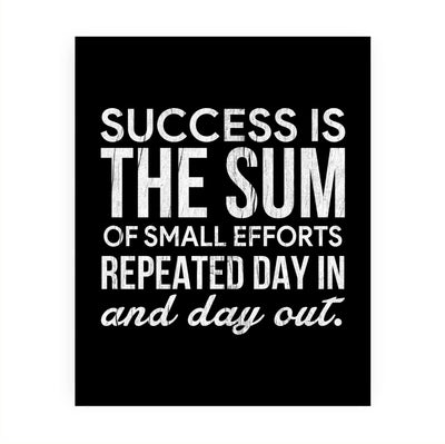 Success Is the Sum of Small Efforts- Motivational Wall Art Decor -8 x 10" Rustic Inspirational Typography Print - Ready to Frame. Modern Home-Office-Classroom-Gym Decor. Great Gift for Motivation!