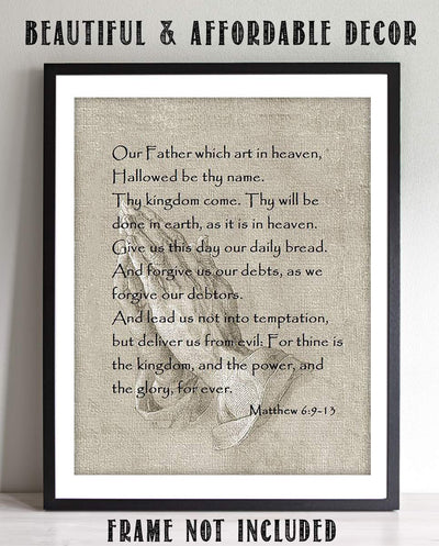 "The Lords Prayer w/Folded Hands"- Scripture Wall Art Print-8 x 10"