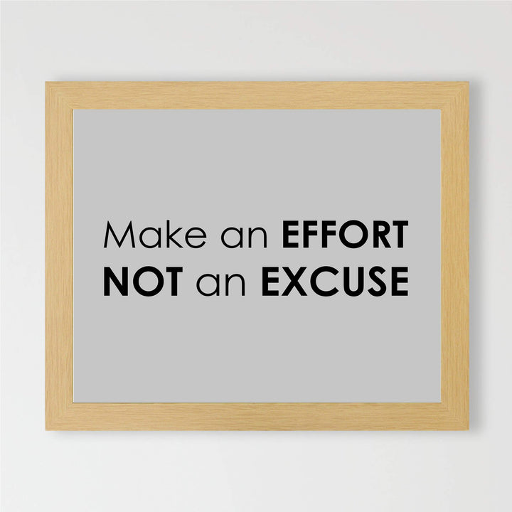 ?Make An Effort, Not An Excuse? Motivational Wall Art -10 x 8" Modern Typographic Poster Print-Ready to Frame. Inspirational Decor for Home-Office-School-Dorm-Gym. Perfect Sign for Motivation!