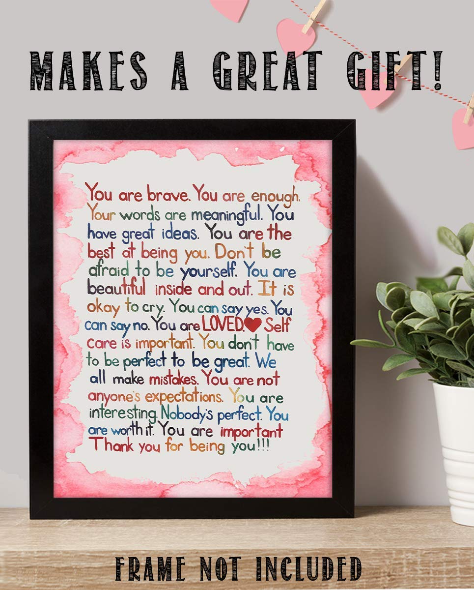 "You Are Enough-Pink"- Inspirational Wall Art Print-8 x 10"