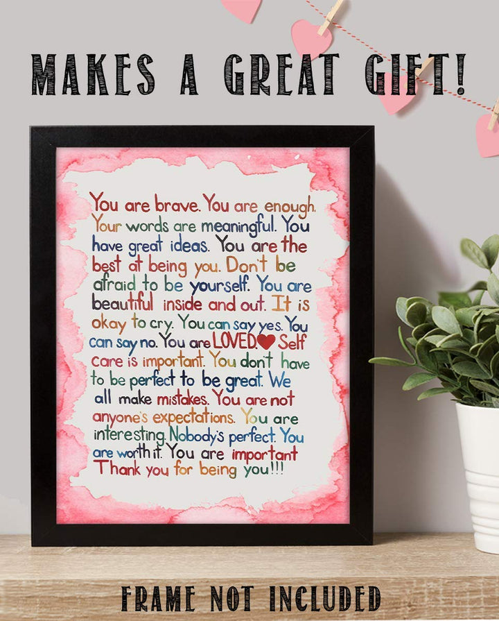 "You Are Enough-Pink"- Inspirational Wall Art Print-8 x 10"