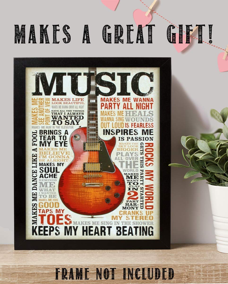 Love of Music- Guitar Quotes Wall Art- 8 x 10 Funny Wall Print- Ready To Frame- Typography Print of Fun Music Sayings. Home Decor- Bar- Man Cave Decor. Perfect Gift for All Music Fans.