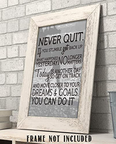 "Never Quit- You Can Do It!"- Motivational Wall Art Sign- 8 x 10"