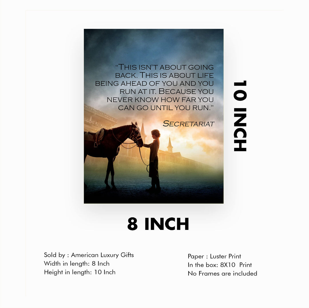 Never Know Until You Run- Inspirational Secretariat Quotes Wall Art -8 x 10" Vintage Horse Movie Quote Print -Ready to Frame. Motivational Home-Office-Classroom Decor. Great Life Lesson &amp; Gift!