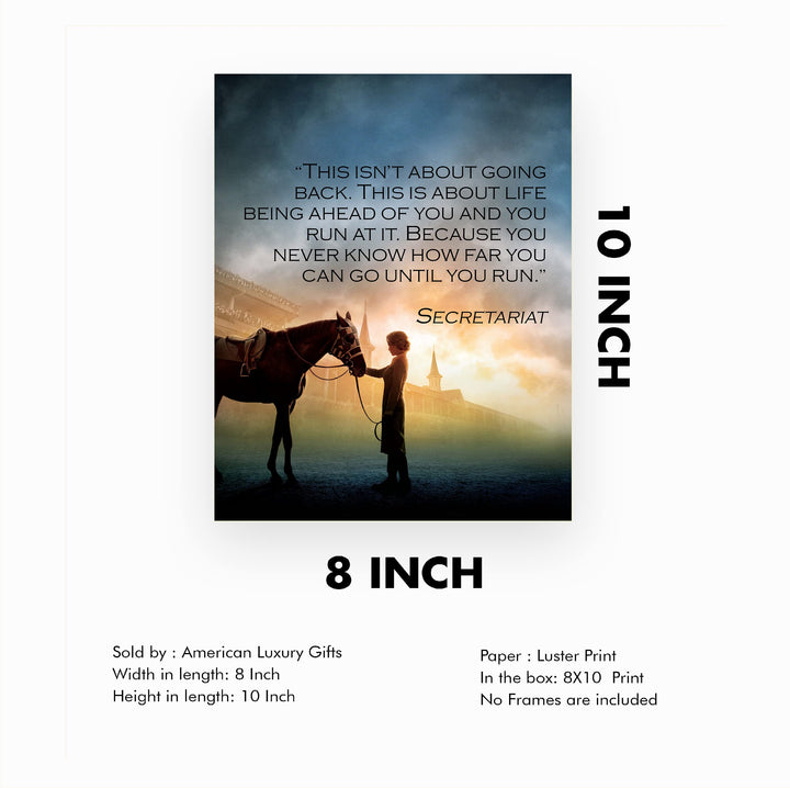 Never Know Until You Run- Inspirational Secretariat Quotes Wall Art -8 x 10" Vintage Horse Movie Quote Print -Ready to Frame. Motivational Home-Office-Classroom Decor. Great Life Lesson &amp; Gift!