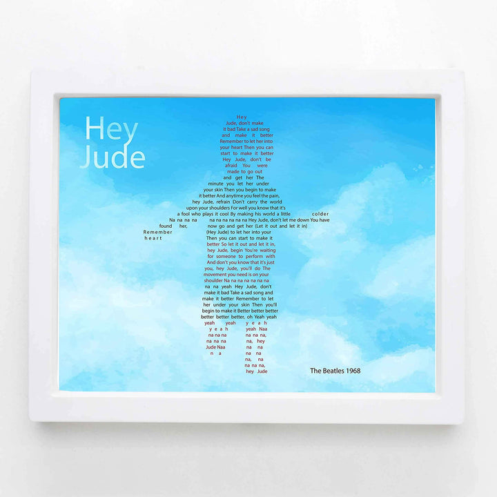 Beatles Song Lyrics Wall Art-"Hey Jude"- 8 x 10 Art Print Ready to Frame. Modern Home-Office-Studio-School Decor. Perfect Gift for Musicians, Beatles Fans &amp; Inspiration. Paul McCartney Ballad for Son.