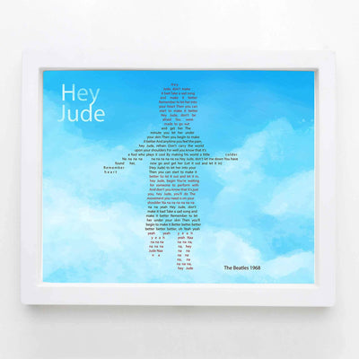 Beatles Song Lyrics Wall Art-"Hey Jude"- 8 x 10 Art Print Ready to Frame. Modern Home-Office-Studio-School Decor. Perfect Gift for Musicians, Beatles Fans & Inspiration. Paul McCartney Ballad for Son.