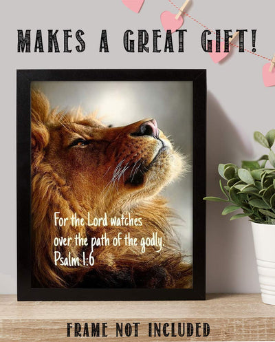 The Lord Watches Over the Path of Godly- Psalm 1:6- Bible Verse Wall Art- 8 x 10" Modern Typographic Design. Scripture Wall Print-Ready to Frame. Home-Office-Church D?cor. Great Christian Gift!