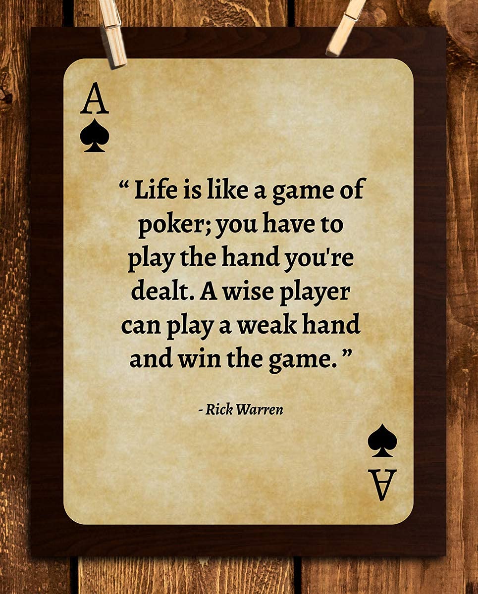 Rick Warren Quotes Wall Art- “Life is Like a Game of Poker”- 8 x 10"