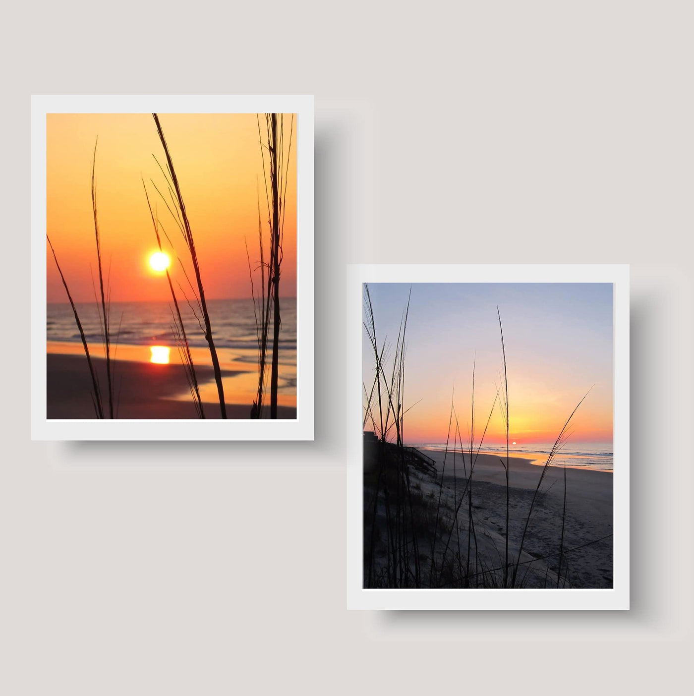 Sunsets on the Beach - Set of 2 Wall Art Prints - 8 x 10's- Ready to Frame. Beautiful Beach Decor- Tropical Island Beach Sunsets- Perfect Art for Any Room - Ocean Themes - Beach Pictures. Great Gift!