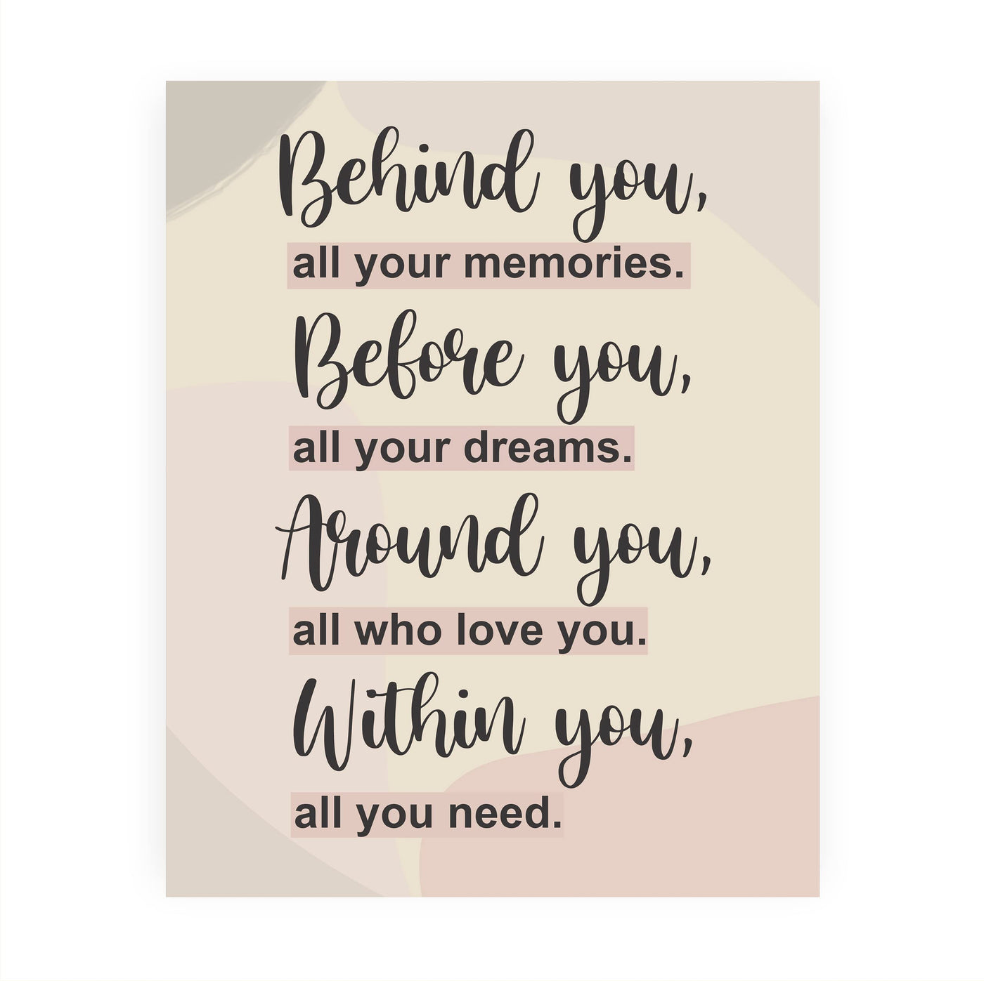 Behind-Before-Around-Within You- All You Need- Inspirational Quotes Wall Art -8 x 10" Motivational Typography Print -Ready to Frame. Perfect Home-Office-Classroom-Inspiration Decor. Great Gift!