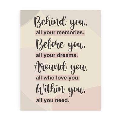 Behind-Before-Around-Within You- All You Need- Inspirational Quotes Wall Art -8 x 10" Motivational Typography Print -Ready to Frame. Perfect Home-Office-Classroom-Inspiration Decor. Great Gift!