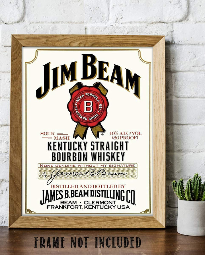 Jim Beam Bourbon Label- Wall Art Sign- 8 x 10"- Genuine Replica Print-Ready to Frame. Home D?cor- Dining D?cor. A Must For Kentucky Bourbon Whiskey Fans. Perfect Addition To Man Cave- Dorm-Bar- Garage