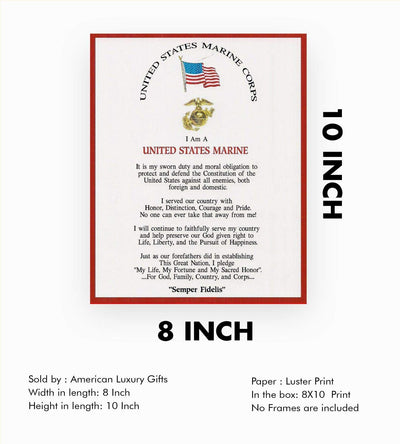 "I Am A United States Marine" Marine Corps Oath-Wall Art- 8 x 10"