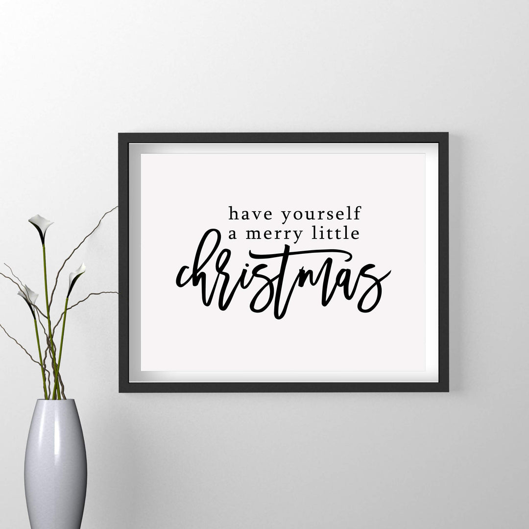 Have Yourself A Merry Little Christmas Rustic Holiday Wall Art Sign -14 x 11" Christmas Song Art Print-Ready to Frame. Typographic Home-Kitchen-Farmhouse-Welcome Decor. Great Gift-Decoration!