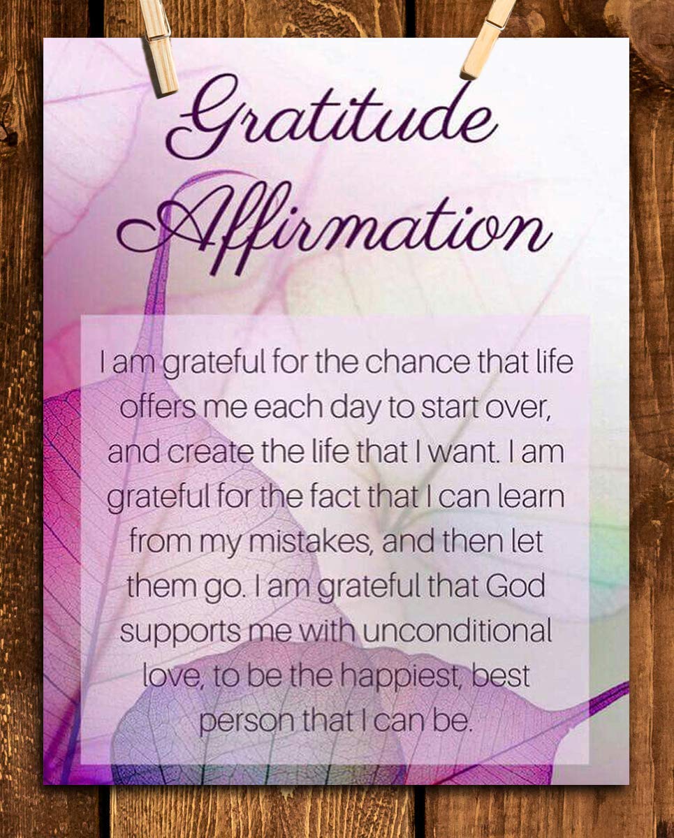 Gratitude Affirmation- Self Talk- 8 x 10" Inspirational Poster Print. Motivational Wall Art-Ready to Frame. Ideal for Home-Office-Studio D?cor. Fill Yourself with Gratitude for Best Day! Great Gift!