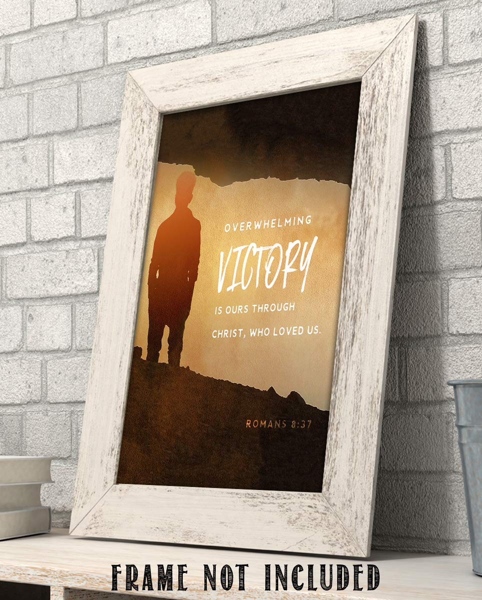 Victory In Christ-Romans 8:37 Bible Verse Wall Art- 8x10- Modern Sign Typography Image Ready To Frame- Scripture Wall Art-Home D?cor, Office D?cor-Christian Gifts. Inspiring &amp; Encouraging Verse.