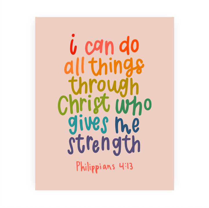 I Can Do All Things Through Christ Who Gives Me Strength-Bible Verse Wall Art -8 x 10" Scripture Poster Print -Ready to Frame. Home-Office-Church-School Decor &amp; Christian Gifts! Philippians 4:13.
