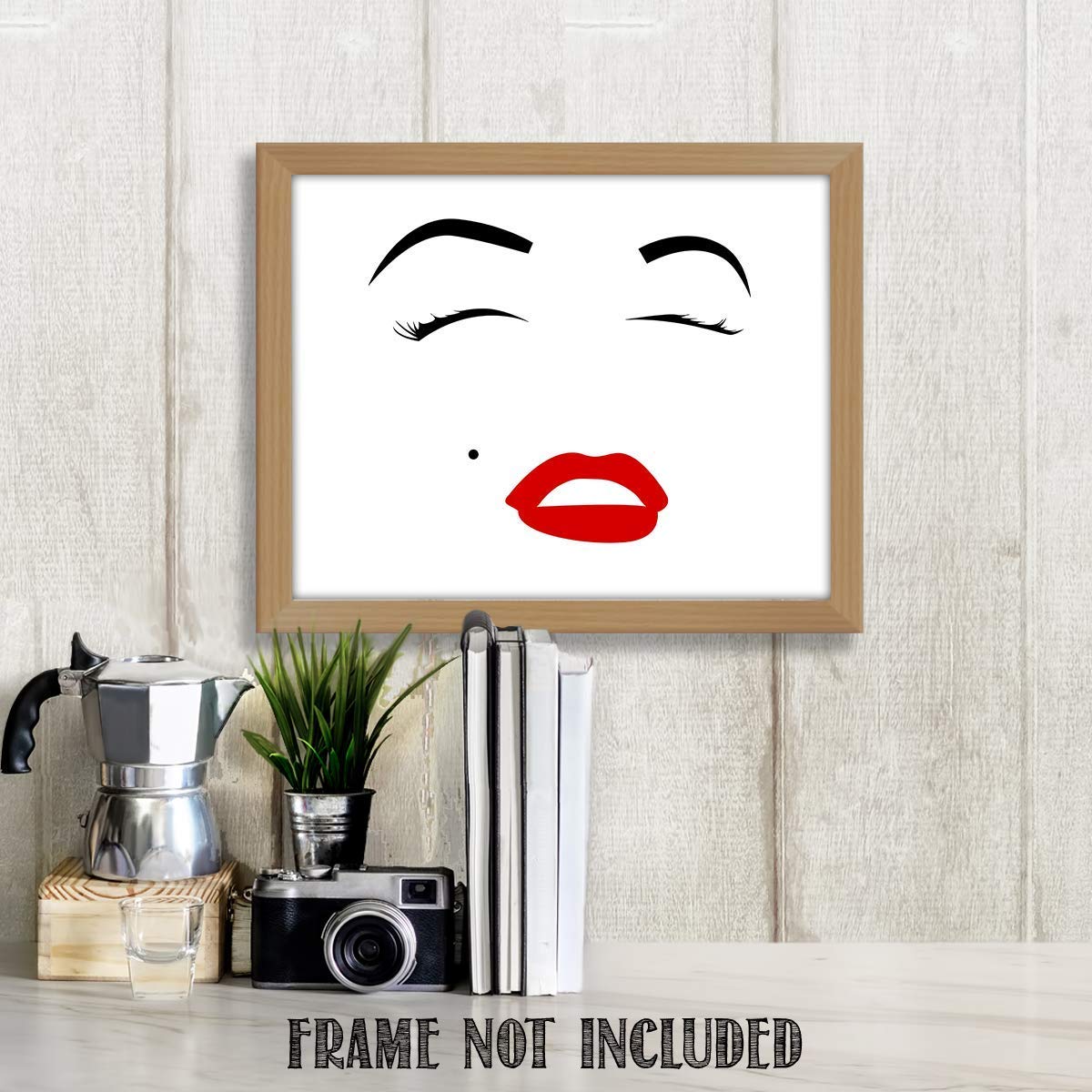 Marilyn Monroe Silhouette Wall Art- 10 x 8" Wall Print Art- Marilyn's Famous Red Lipstick Smile- Ready to Frame. Modern Home - Office D?cor. Perfect Gift for Marilyn Monroe Fans & Aspiring Beauties.