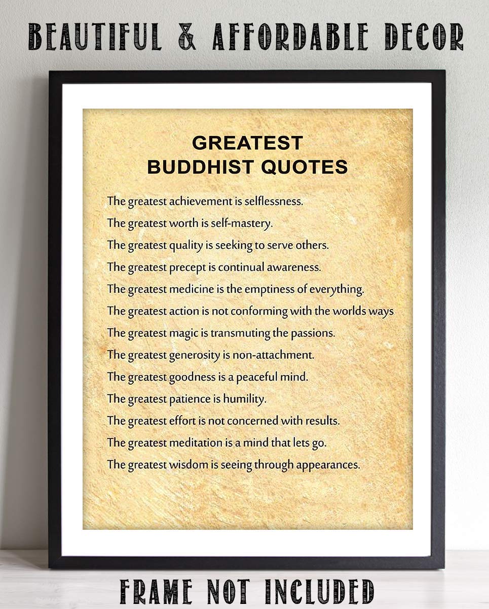 Greatest Buddhist Quotes Inspirational Art Decor -"The Greatest Attributes"- 8 x 10" Wall Art Print-Ready to Frame. Spiritual Home-Office-Studio D?cor. Perfect Gift for Buddhism, Zen &amp; Inspiration.