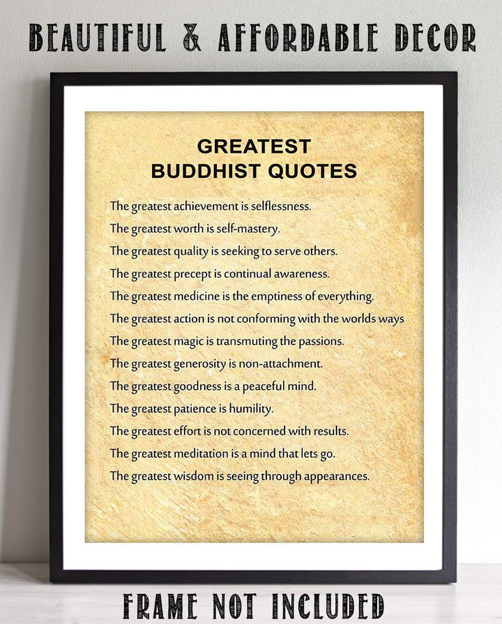Greatest Buddhist Quotes Inspirational Art Decor -"The Greatest Attributes"- 8 x 10" Wall Art Print-Ready to Frame. Spiritual Home-Office-Studio D?cor. Perfect Gift for Buddhism, Zen &amp; Inspiration.