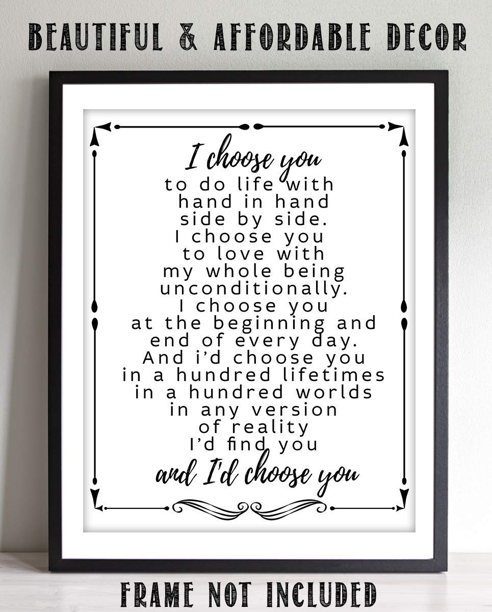 "I Choose You To Do Life With"- Love &amp; Marriage Vow Print- 8 x 10"