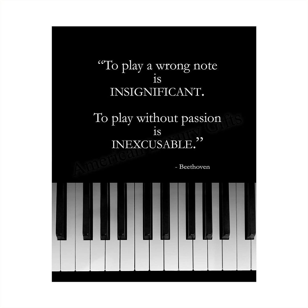 Beethoven Quotes Wall Art-"To Play w/o Passion is INEXCUSABLE"- 8 x 10"