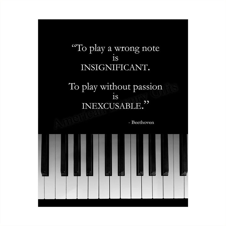 Beethoven Quotes Wall Art-"To Play w/o Passion is INEXCUSABLE"- 8 x 10"