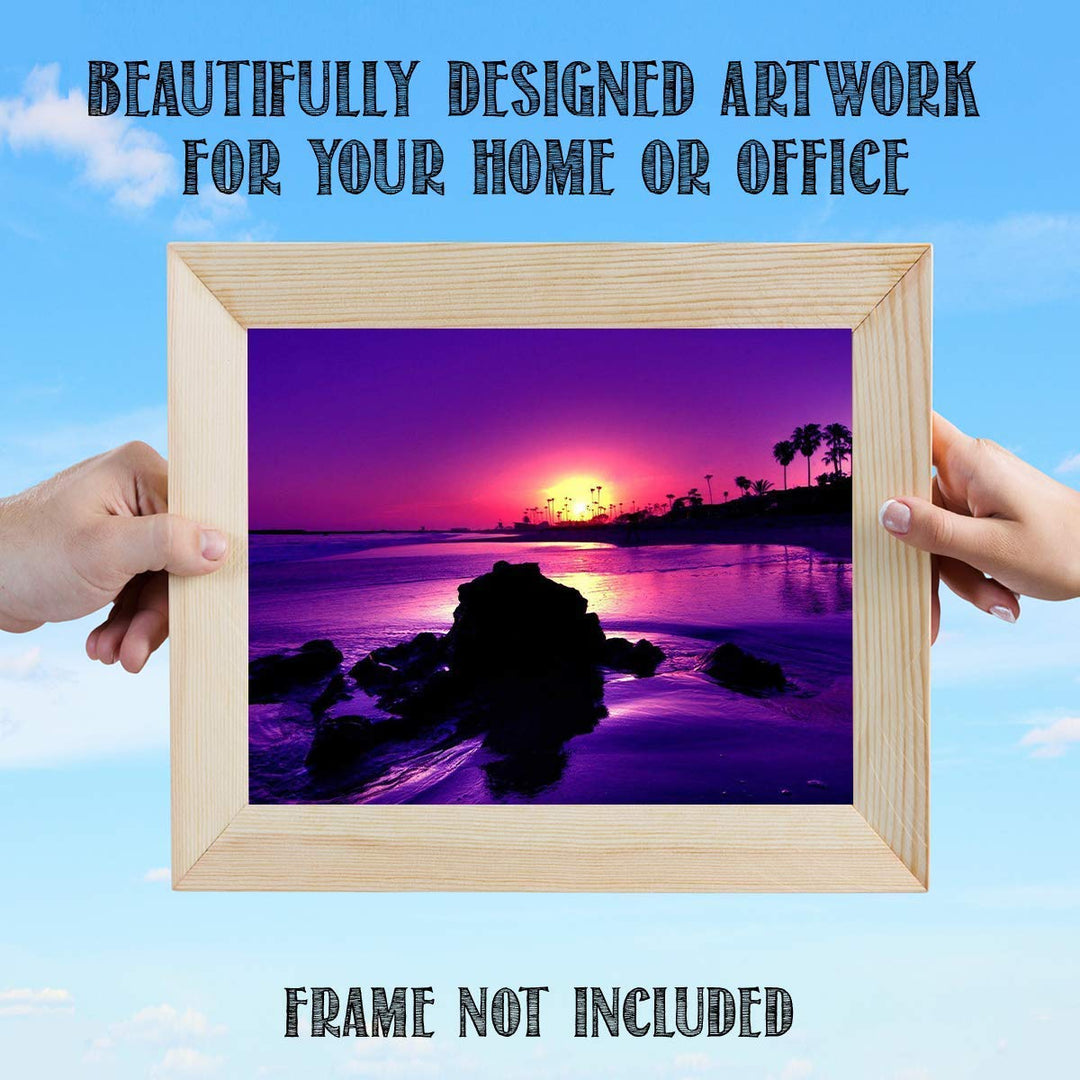 Sunset On the Coast in Purple- 8 x 10-Wall Art Print- Ready to Frame. Beautiful Beach D?cor- Tropical Island Beach Sunsets Make the Perfect Art for Any Room. Great Gift for Beach Pictures Wall Art.