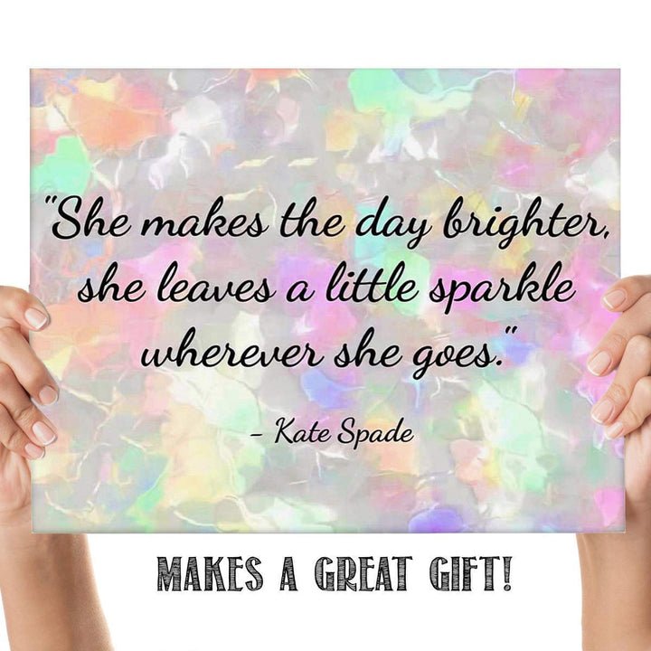 Kate Spade- Quotes Wall Art- ?She Leaves a Little Sparkle Wherever She Goes?- 10 x 8" Wall Art Print- Ready to Frame. Modern Home D?cor- Office D?cor. Perfect Fun Gift for Dynamic &amp; Empowered Women.