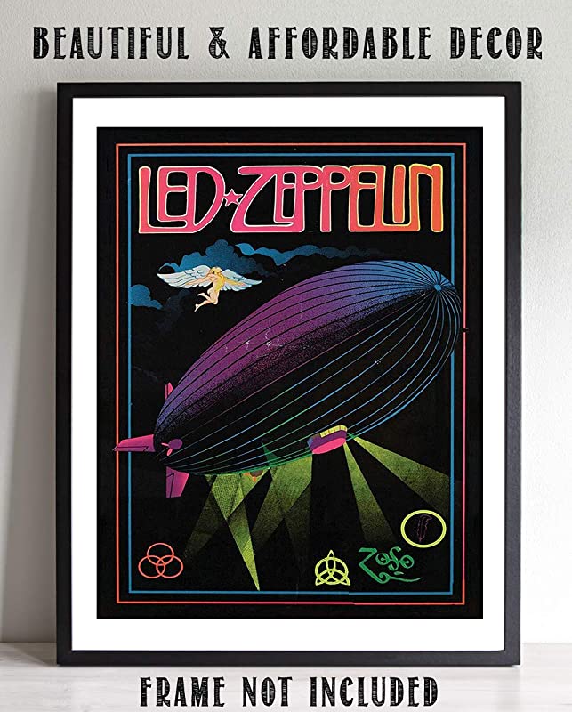 Led Zeppelin Band Poster Print- 8 x 10 Wall Print. Iconic Rock Band Logo Print Featuring"The Zeppelin Airship"