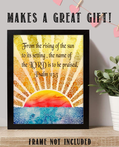 From the Rising of Sun-Name of Lord is Praised!- Psalm 113:3-Bible Verse Wall Art-8x10"-Modern Abstract Design-Scripture Wall Print-Ready to Frame. Home-Office-Church D?cor. Very Fun Christian Gift.