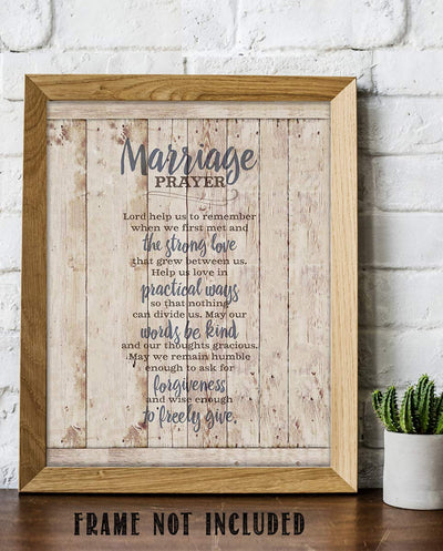 Marriage Prayer- Wall Art Print-8 x 10"- Rustic Typographic Print on Wood Sign Background-Ready to Frame. Home-Bedroom- Christian Decor. Fantastic Wedding-Anniversary Gift to Remember"The Why".