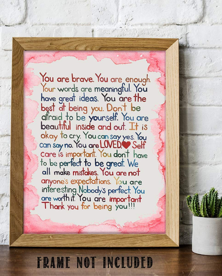 "You Are Enough-Pink"- Inspirational Wall Art Print-8 x 10"