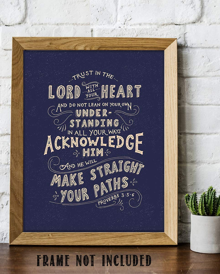 Trust In The Lord With All Your Heart- Proverbs 3:5- Bible Verse Wall Art- 8x10"- Rustic Scripture Wall Print- Ready to Frame. Home D?cor- Office D?cor. Perfect Christian Gift &amp; Reminder To Trust.