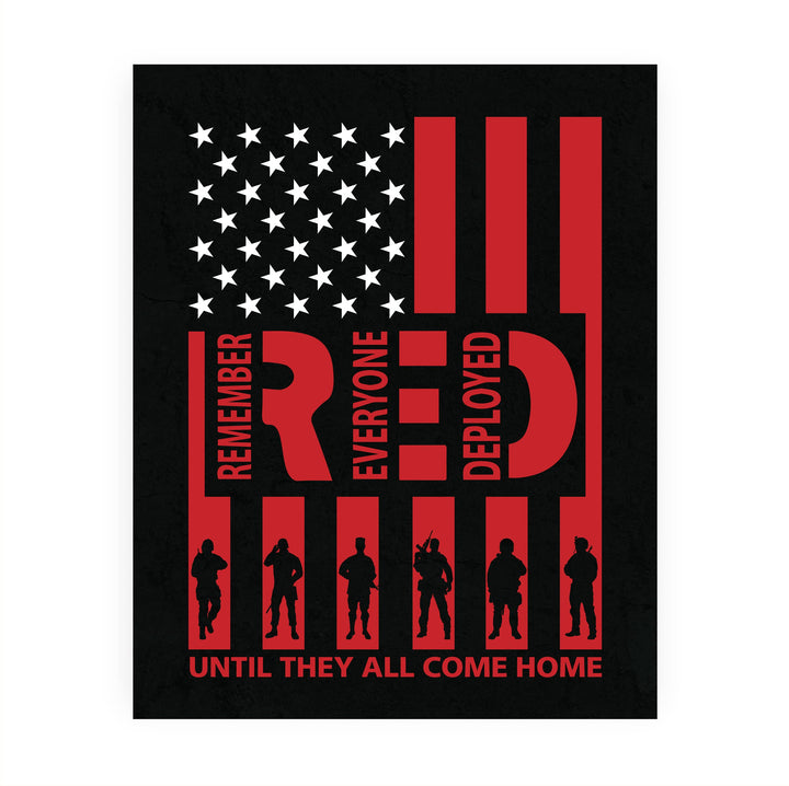 Remember Everyone Deployed Patriotic Military Wall Decor -8 x 10" American Flag USA Poster Print-Ready to Frame. Home-Office-School-Man Cave Decor. Great Sign to Show Patriotism and Respect!